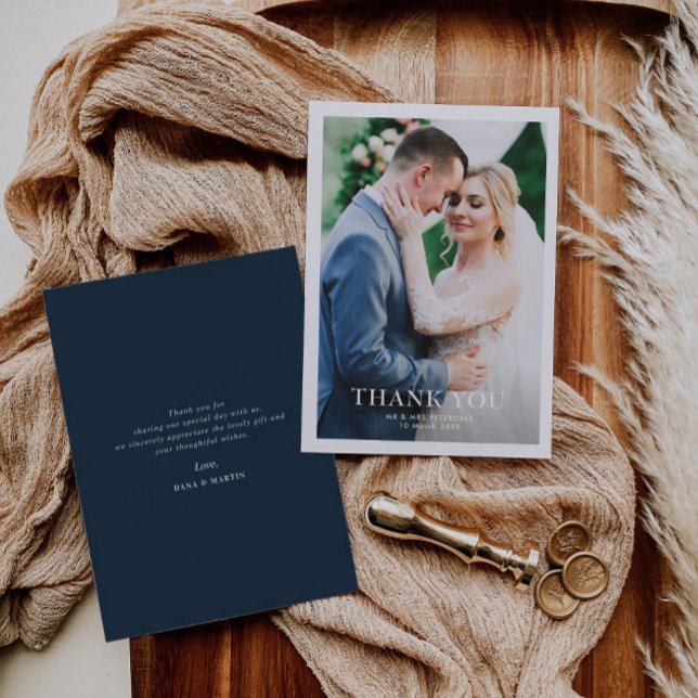 modern white border personalized wedding thank you card (Creator Uploaded)