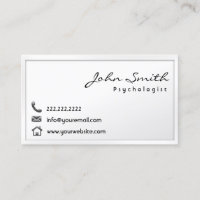 Modern White Border Psychologist Business Card