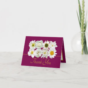 Modern White Botanical Flowers Elegant Thank You Card