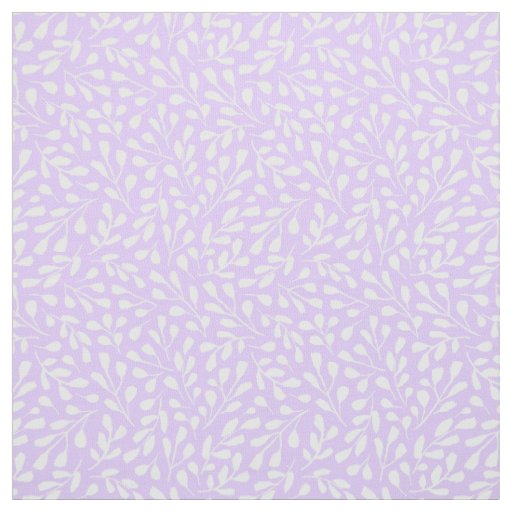 Modern White Botanical Leaf Pattern Lilac Purple Fabric