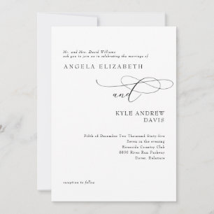Modern White Bride Parents Wedding Invitation
