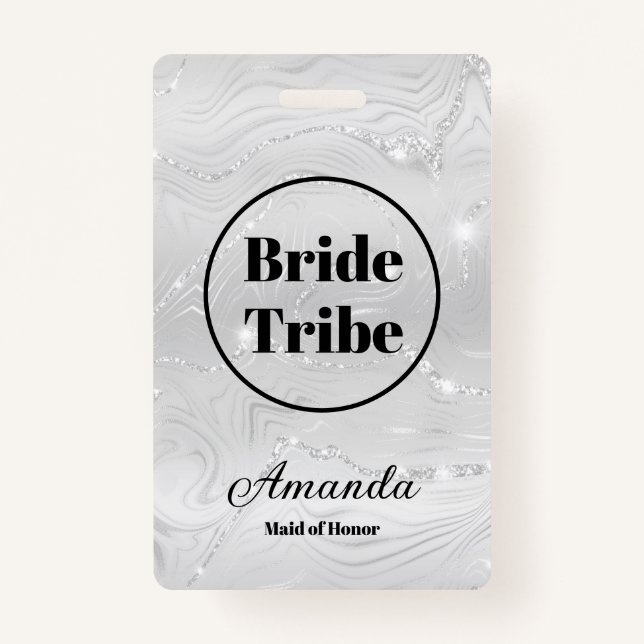 Modern White Bride Tribe Bachelorette Badge (Front)