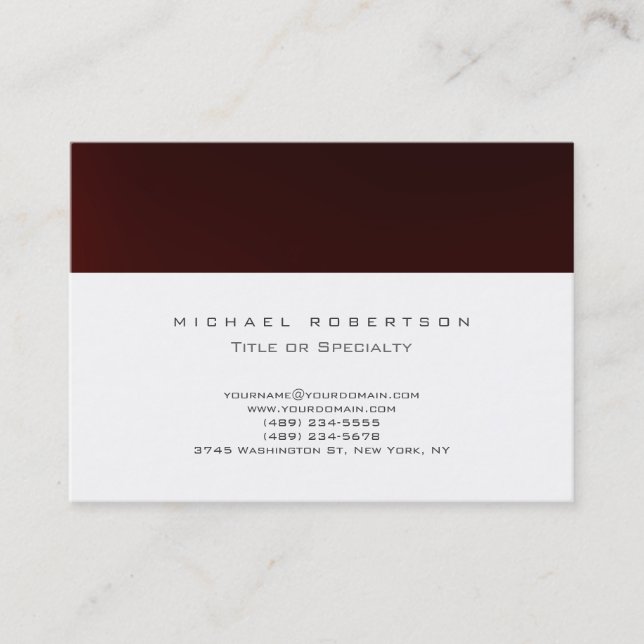 Modern White Browny Red Chubby Business Card (Front)