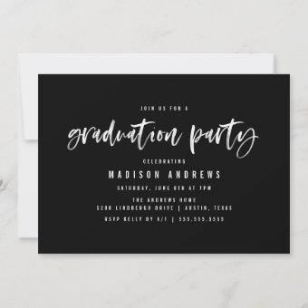 Modern White Brush Script Graduation Party Invitation | Zazzle