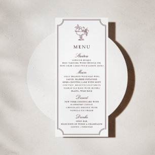 Modern White Burgundy Double Frame wedding Menu Invitation
