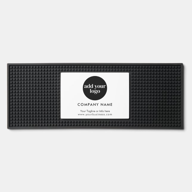 Modern White Business Custom Company Logo  Bar Mat (Front)