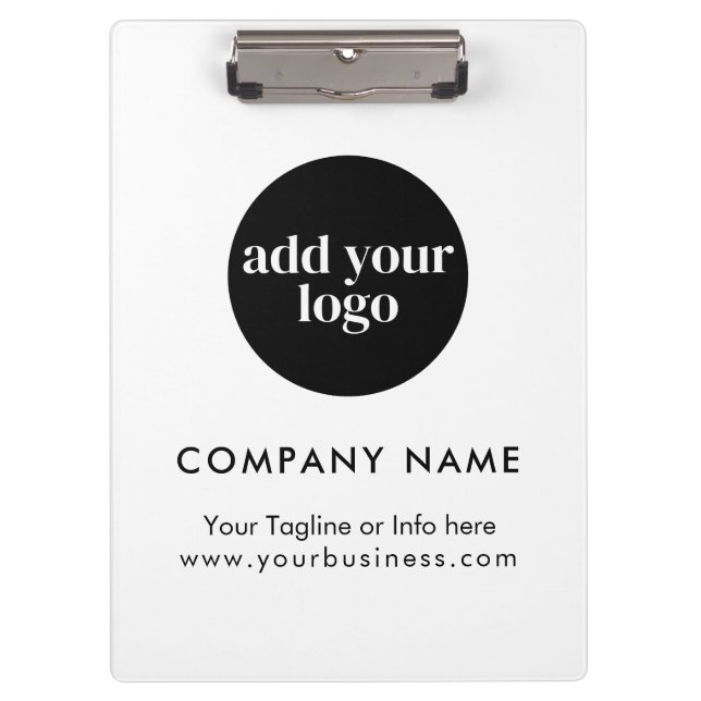 Modern White Business Custom Company Logo  Clipboard (Front)