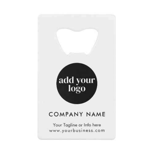 Modern White Business Custom Company Logo  Credit Card Bottle Opener