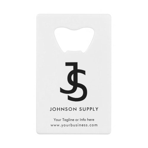 Modern White Business Custom Company Monogram Logo Credit Card Bottle Opener