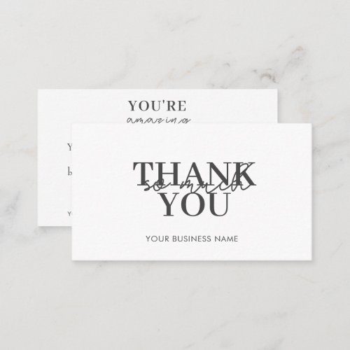 Modern White Business Elegant Thank You Business Card