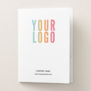 Modern White Business Logo Card Slot Pocket Folder