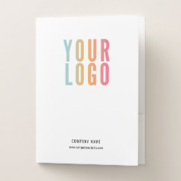 Modern White Business Logo Card Slot Pocket Folder