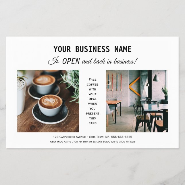 Modern White Business Re-Opening Promotional Flyer (Front)