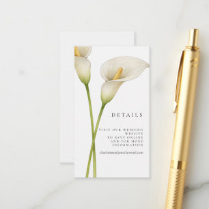 Modern White Calla Lilie Flower Wedding Enclosure Card