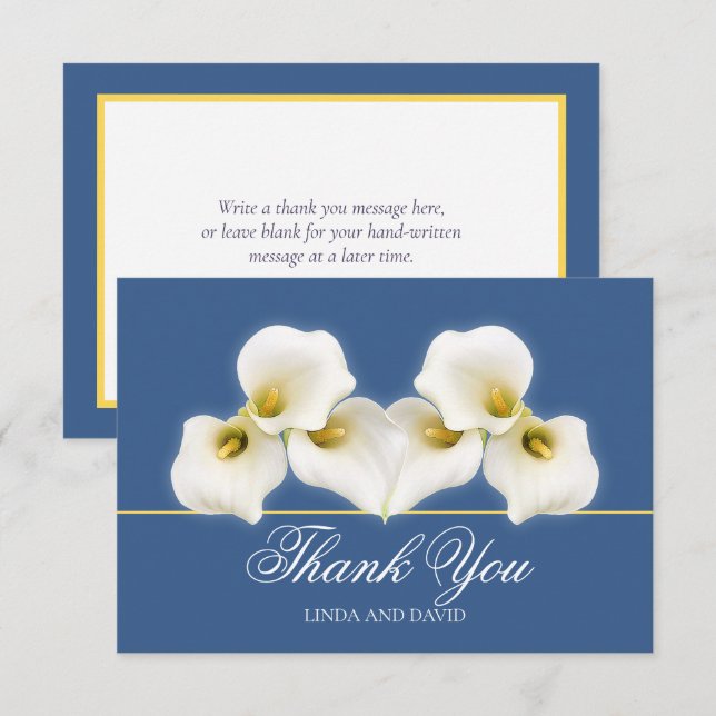 Modern White Calla Lily Bridal Chic Thank You Card (Front/Back)