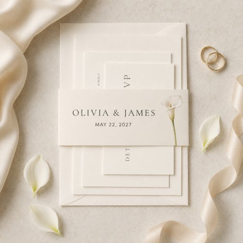 Modern White Calla Lily Wedding Belly Band