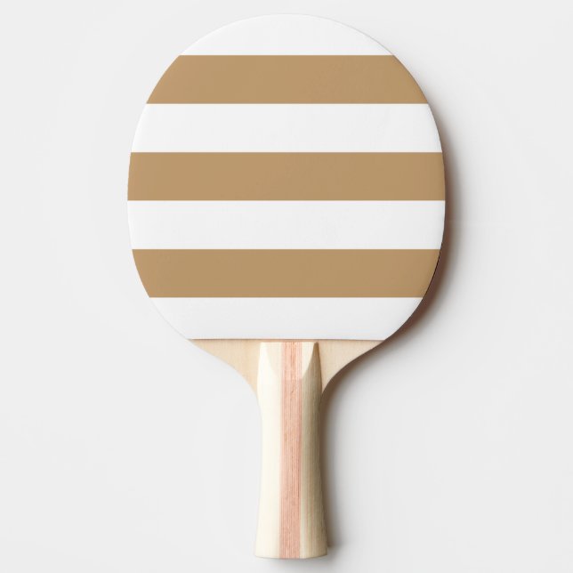 Modern White, Camel Brown Stripe Ping-Pong Paddle (Front)