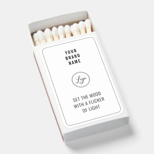 Modern White Candle Logo Personalized Matchboxes