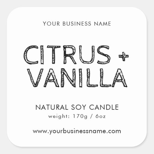 Modern white candle product label