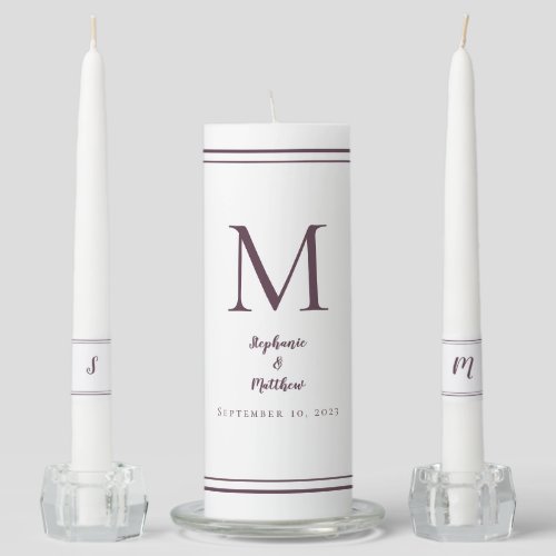 Modern White  Cassis Wedding Ceremony Bride Groom Unity Candle Set