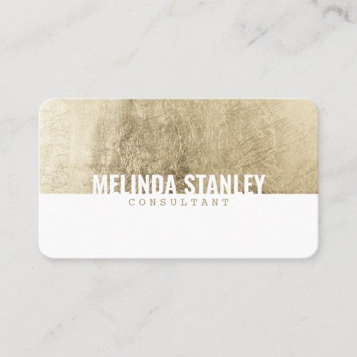 Modern white chic gold foil elegant color block business card