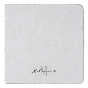 Modern White Chic Script Monogram Simple Kitchen Trivet