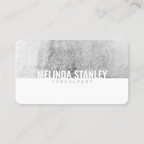 Modern white chic silver foil elegant color block business card