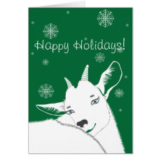 Modern White Christmas Goat Snowflakes Card 