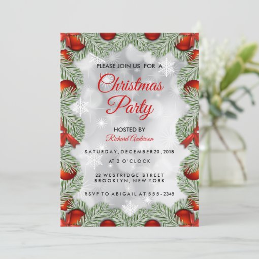 Modern White Christmas Holiday Party Invitation | Zazzle