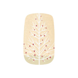Modern White Christmas Tree Red Ornaments Minx Nail Art