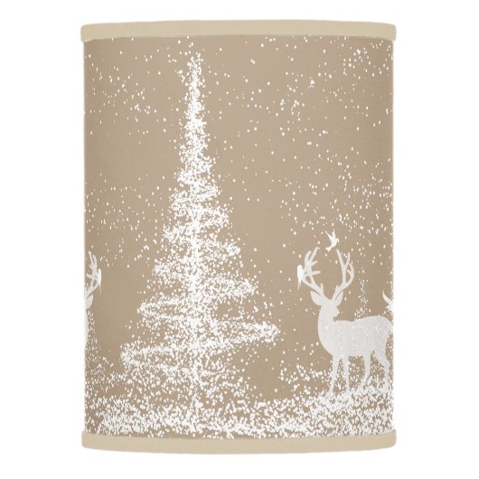 Modern White Christmas Trees & Deer Lamp Shade (Front)
