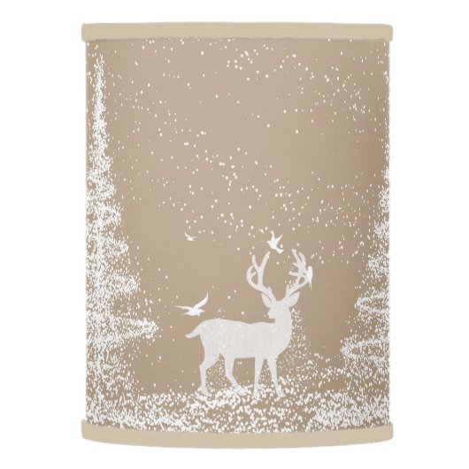 Modern White Christmas Trees & Deer Lamp Shade (Left)