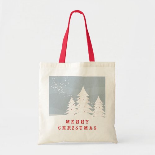 Modern White Christmas Trees Illustration Tote Bag
