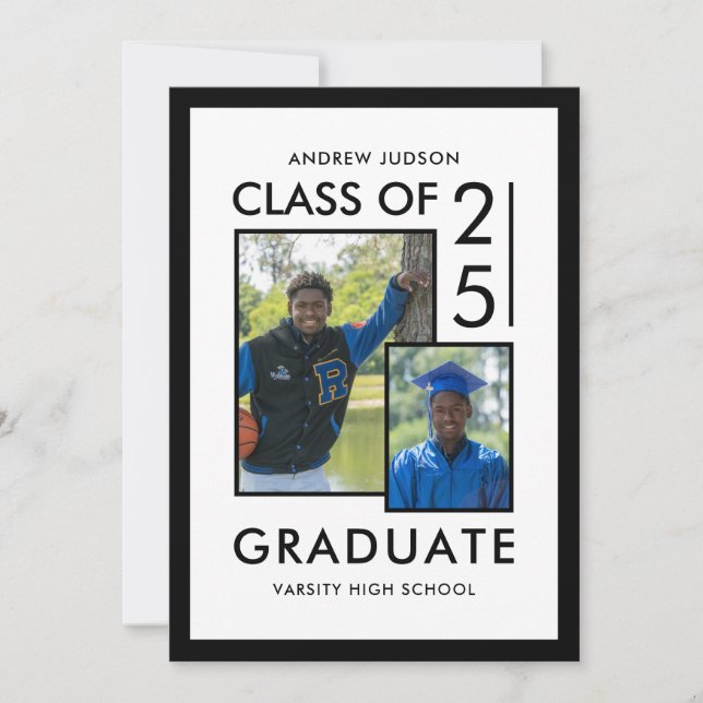 Modern White Class Of 26 Grad Photos Open House Invitation (Front)