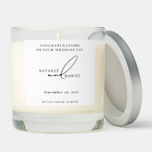 Modern White Classic Script Wedding  Scented Candle
