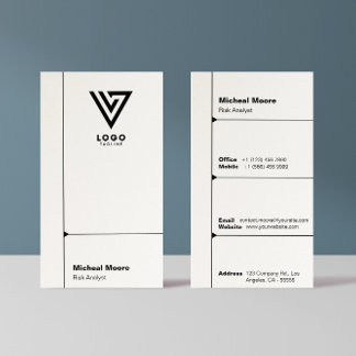Modern White Clean Minimalist Corporate Vertical Business Card