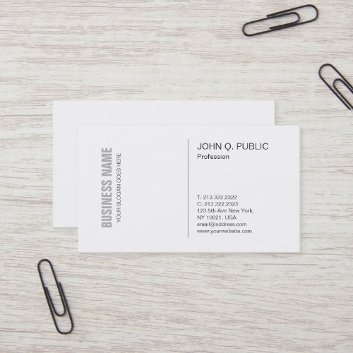 Modern White Clean Stylish Plain Professional Business Card