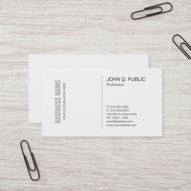 Modern White Clean Stylish Plain Professional Business Card (Front/Back In Situ)