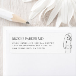 Modern White Coat Ceremony Doctor Office Label
