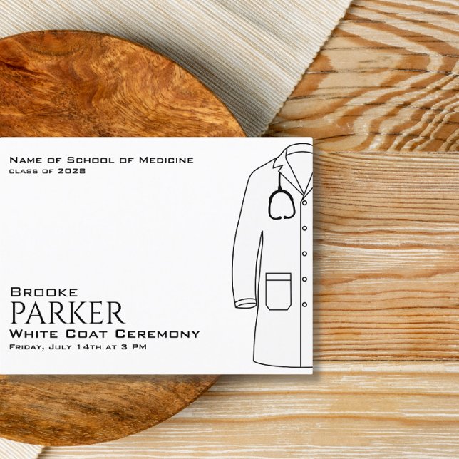 Modern White Coat Ceremony Graduation  Announcement Postcard (Creator Uploaded)