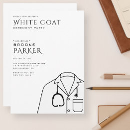 Modern White Coat Ceremony Party Invitation