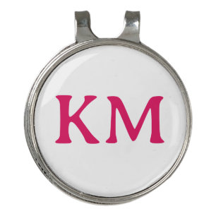 Modern White Color Ruby Color Monogram Initials Golf Hat Clip