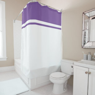 Modern White Colorful Purple Top Racing Stripes Shower Curtain