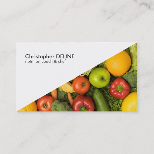 Modern White Colorful Vegetable Nutritionist Chef Business Card