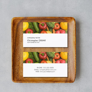 Modern White Colorful Vegetable Nutritionist Chef Business Card
