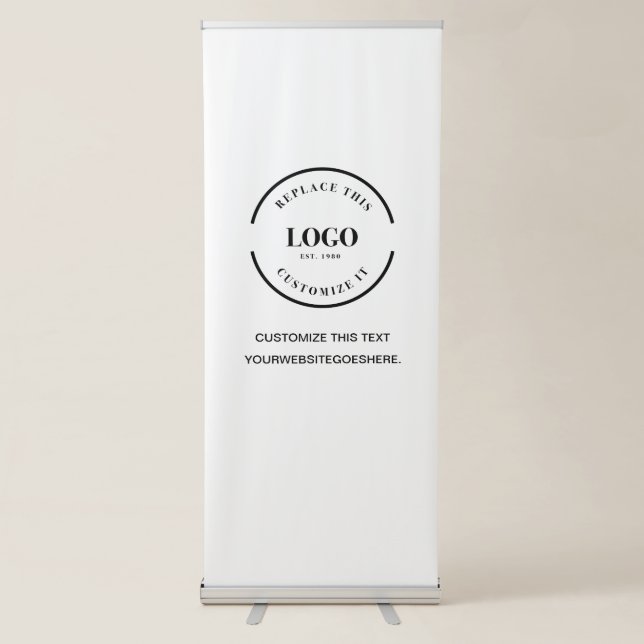 Modern White Custom Business logo Minimalist Retractable Banner (Front)