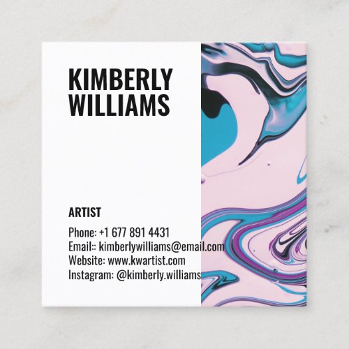 Modern white custom image artist abstract art cool square business card