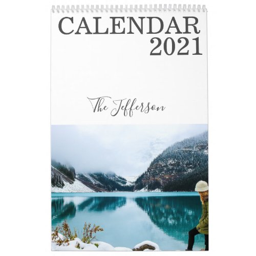 Modern White Custom Photo 2021 Calendar