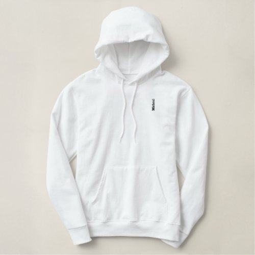 Modern White Customized Personalized Name upside Embroidered Hoodie