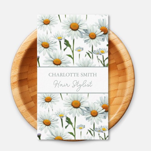 Modern White Daisy  Floral Trendy Business Card
